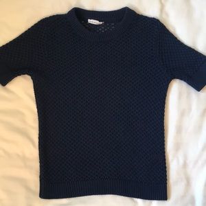 COPY - Club Monaco navy open knit shirt sleeve sweater